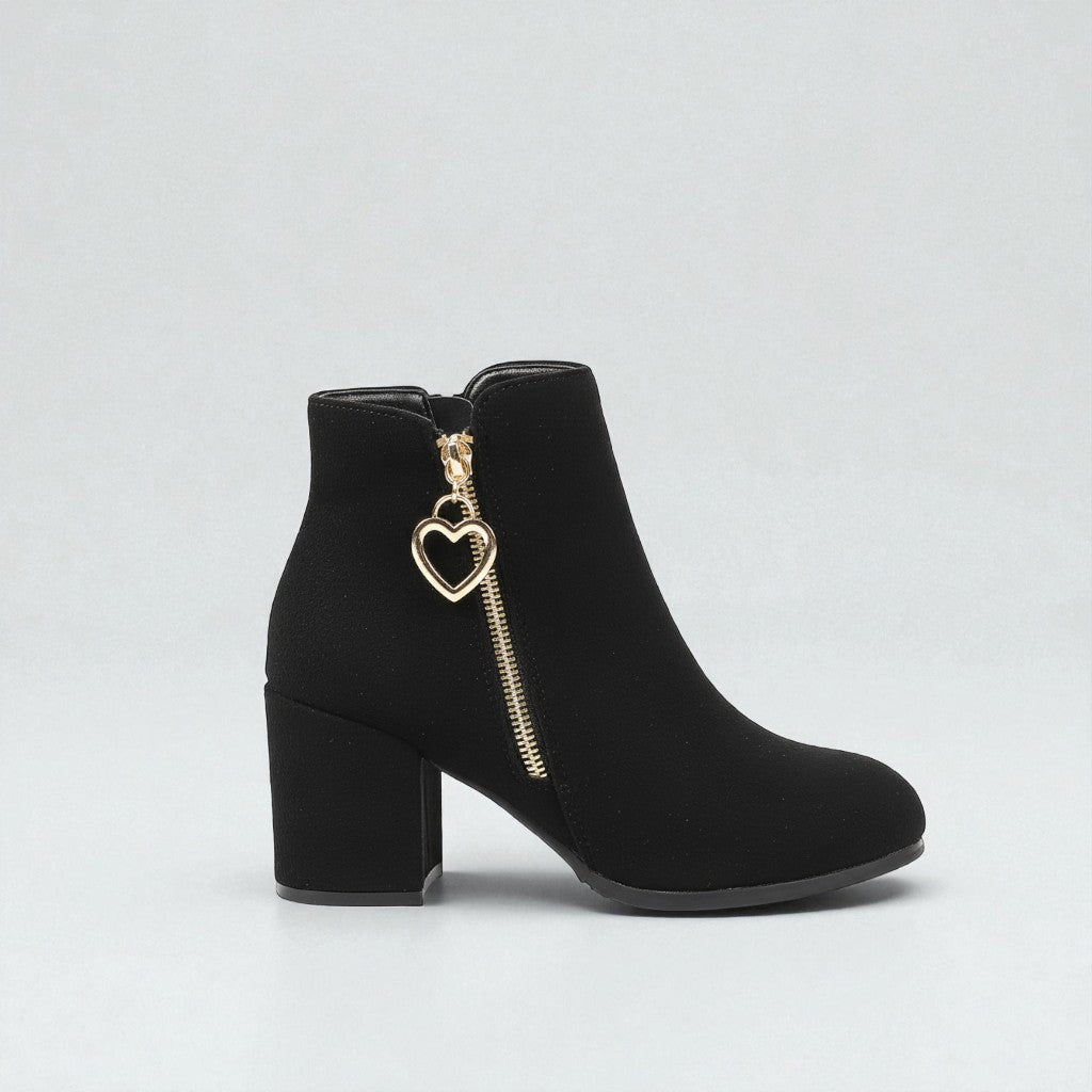 Gail | HeartCharm Suede Ankle Boots