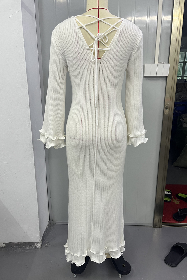 ZEPHYRA – ELEGANT SOLID COLOR BACKLESS LACE-UP DRESS