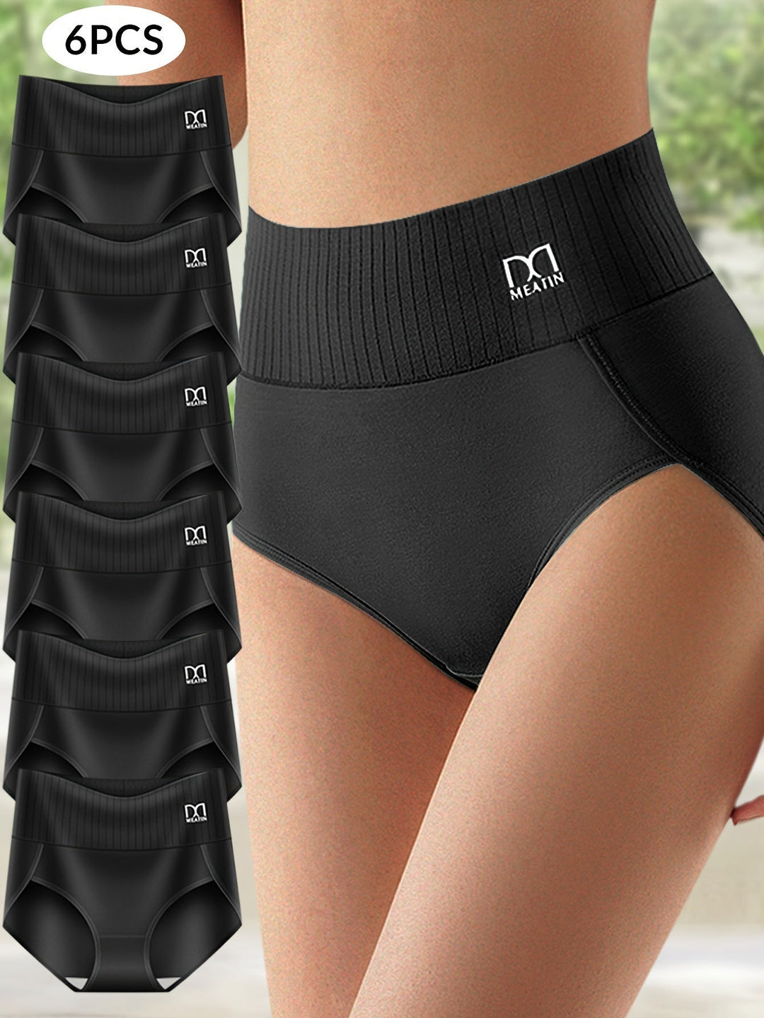 Shaplex – 6-Pack Breathable and Comfortable High-Waisted Panties with Tummy Support