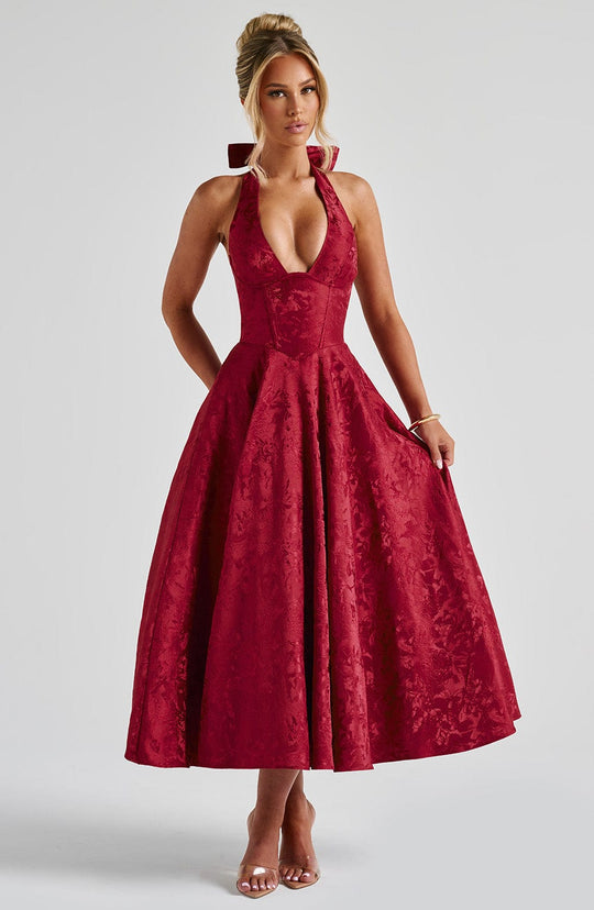 SIENNA – ELEGANT HALTER MIDI DRESS