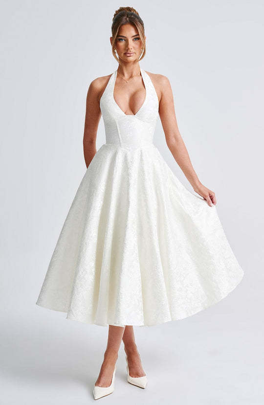 SIENNA – ELEGANT HALTER MIDI DRESS