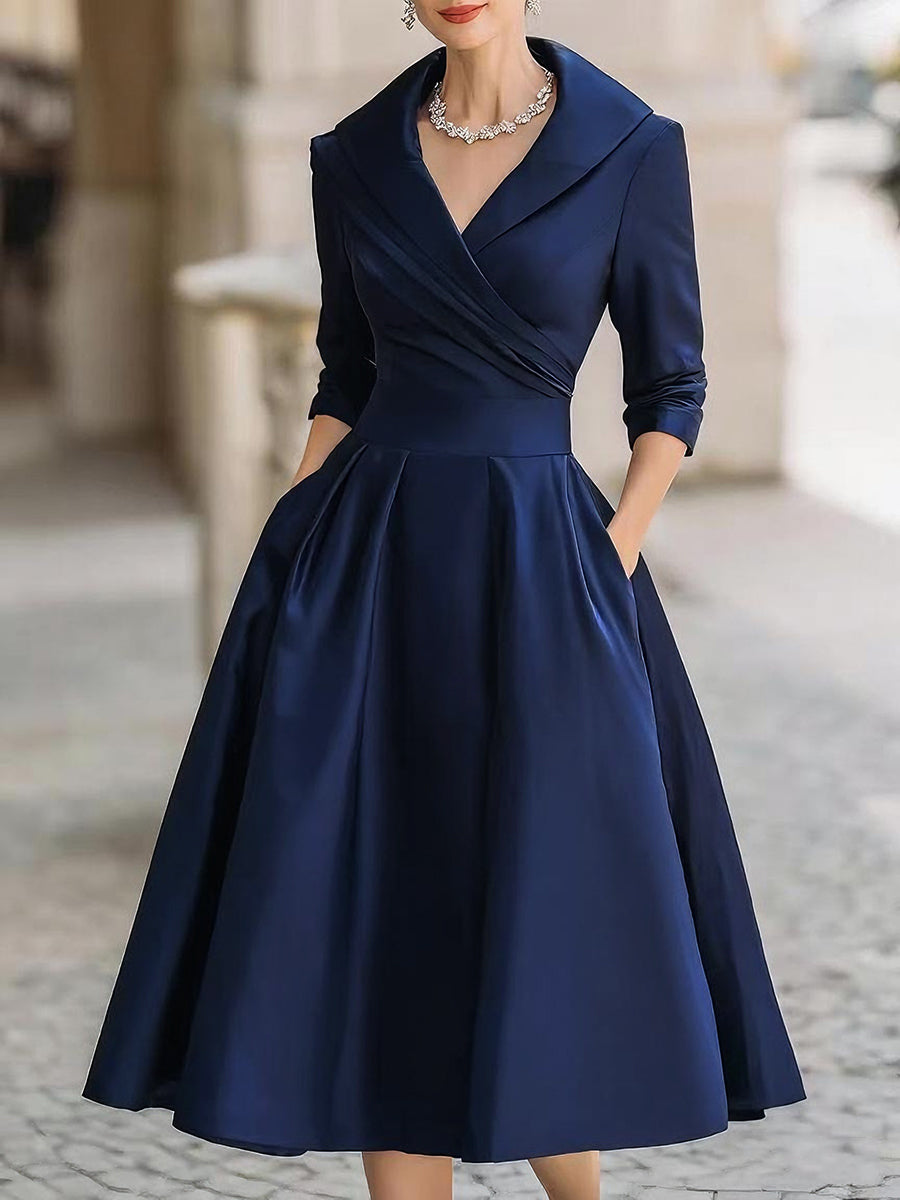Dharmay - Elegant Long Sleeve Midi Dress