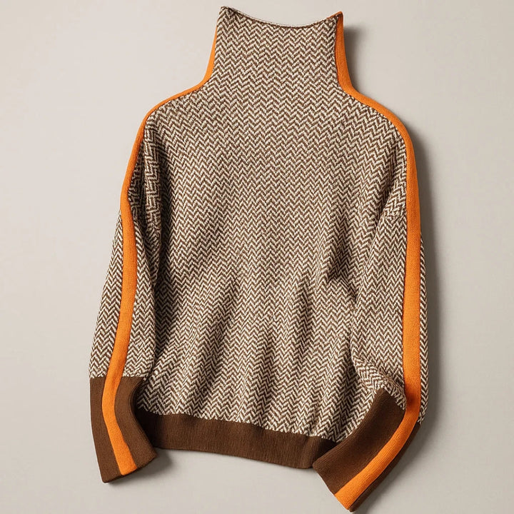 LAUREN – REFINED CHEVRON HIGH-NECK SWEATER