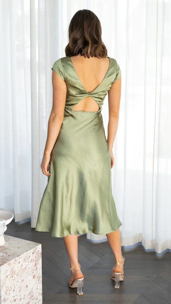 Slip Dress – Midi Length, Minimalist Silhouette