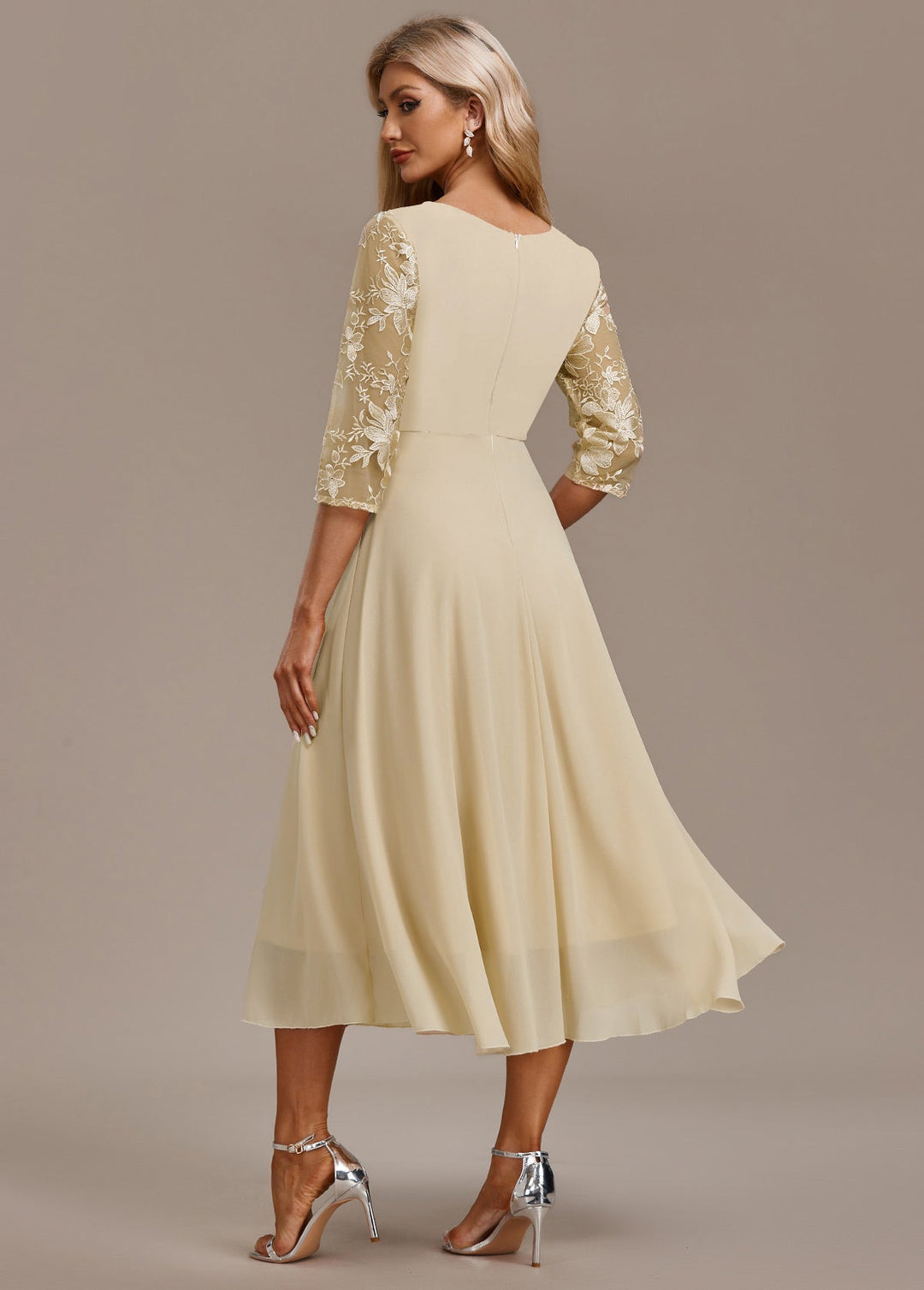 ZYRELITH –  SLEEVE ROUND NECK DRESS