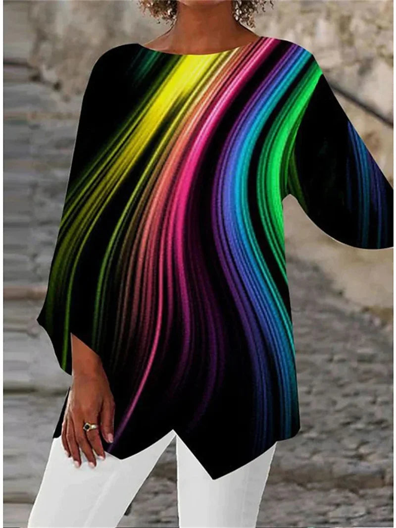ELIONYSSE – ROUND NECK AND LONG SLEEVE PRINTED SHIRT
