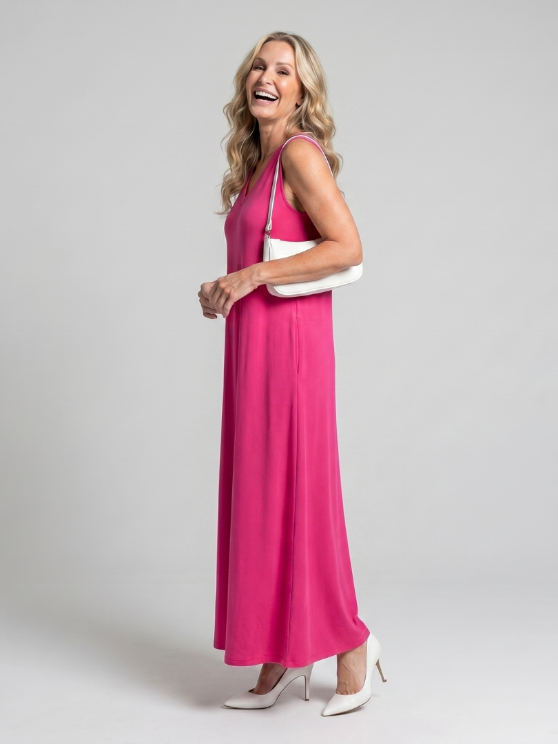 Valerie | Sleeveless Tropical Leaf Print Midi Dress