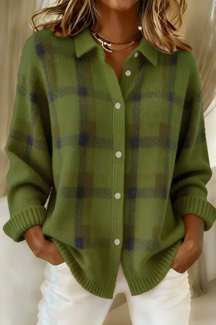 Anna - Soft Check Knit Cardigan