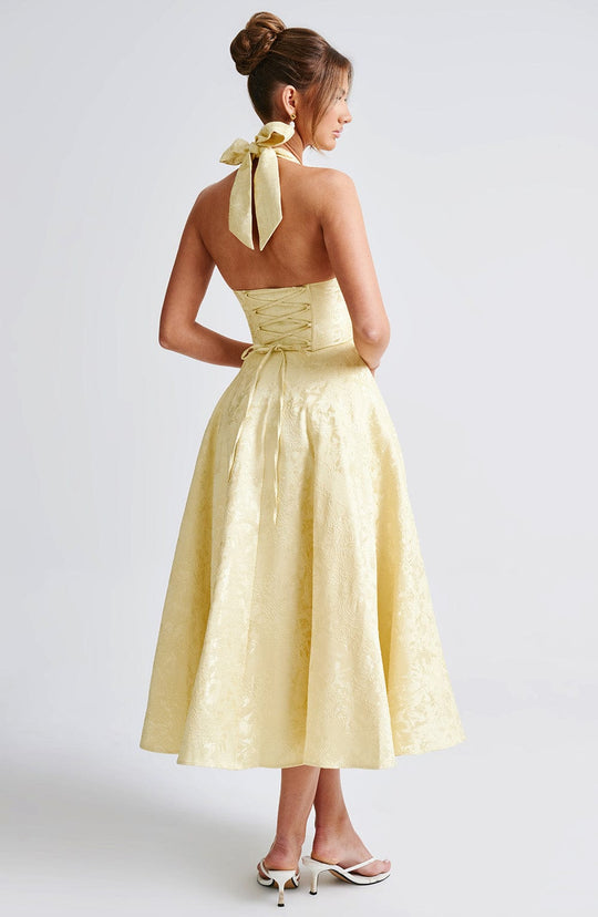 SIENNA – ELEGANT HALTER MIDI DRESS