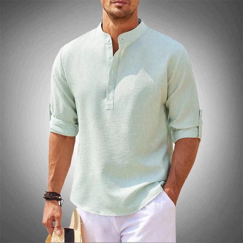 BROOKE – TEXTURED HENLEY COLLAR SHIRT
