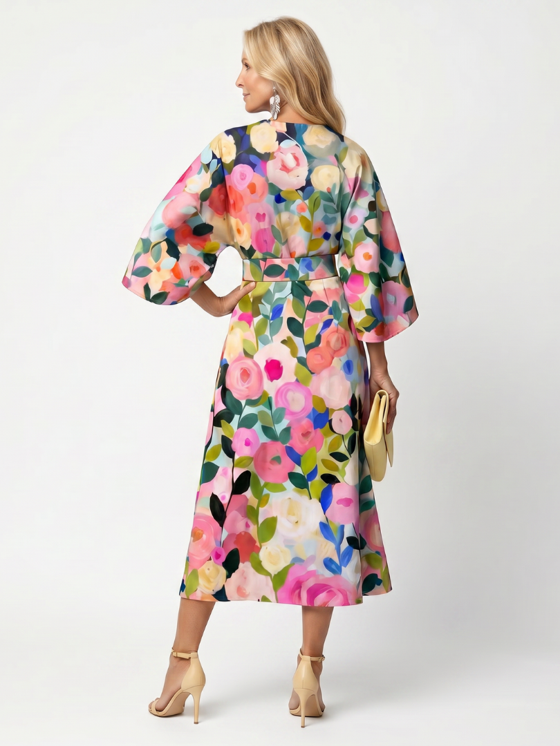 Glade | Wide Sleeve Floral Midi Dress