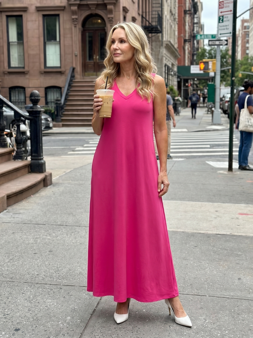 Valerie | Sleeveless Tropical Leaf Print Midi Dress