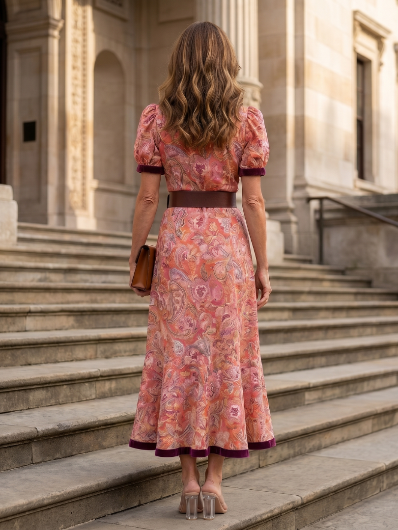 Maia | Wrap Style Puff Sleeve Midi Dress