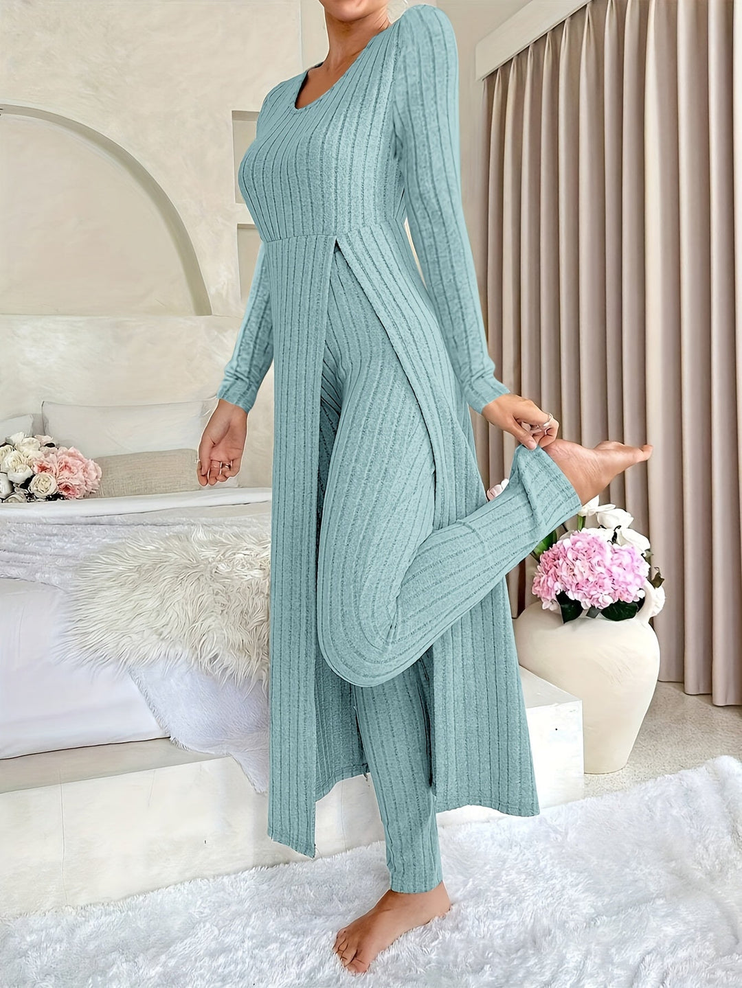 Aldea - Cozy Two-Piece Ribbed Lounge Set