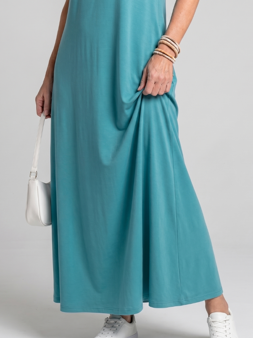 Valerie | Sleeveless Tropical Leaf Print Midi Dress