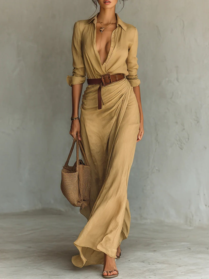 Luchia-Long belted dress