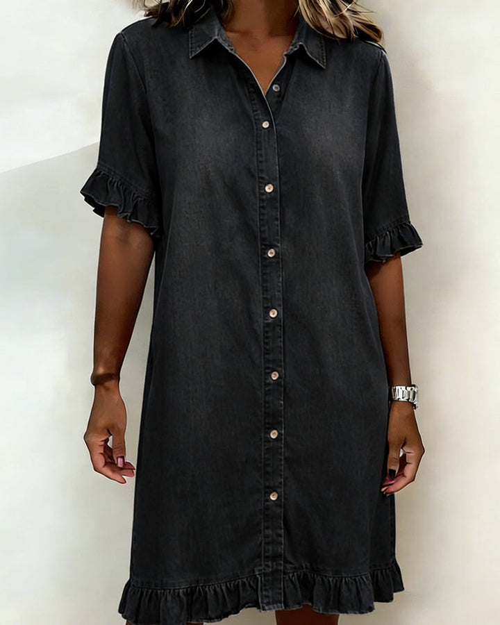 Light Blue Relaxed-Fit Washed Denim Dress