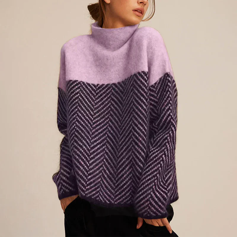 MADELINE – COZY HERRINGBONE KNIT SWEATER