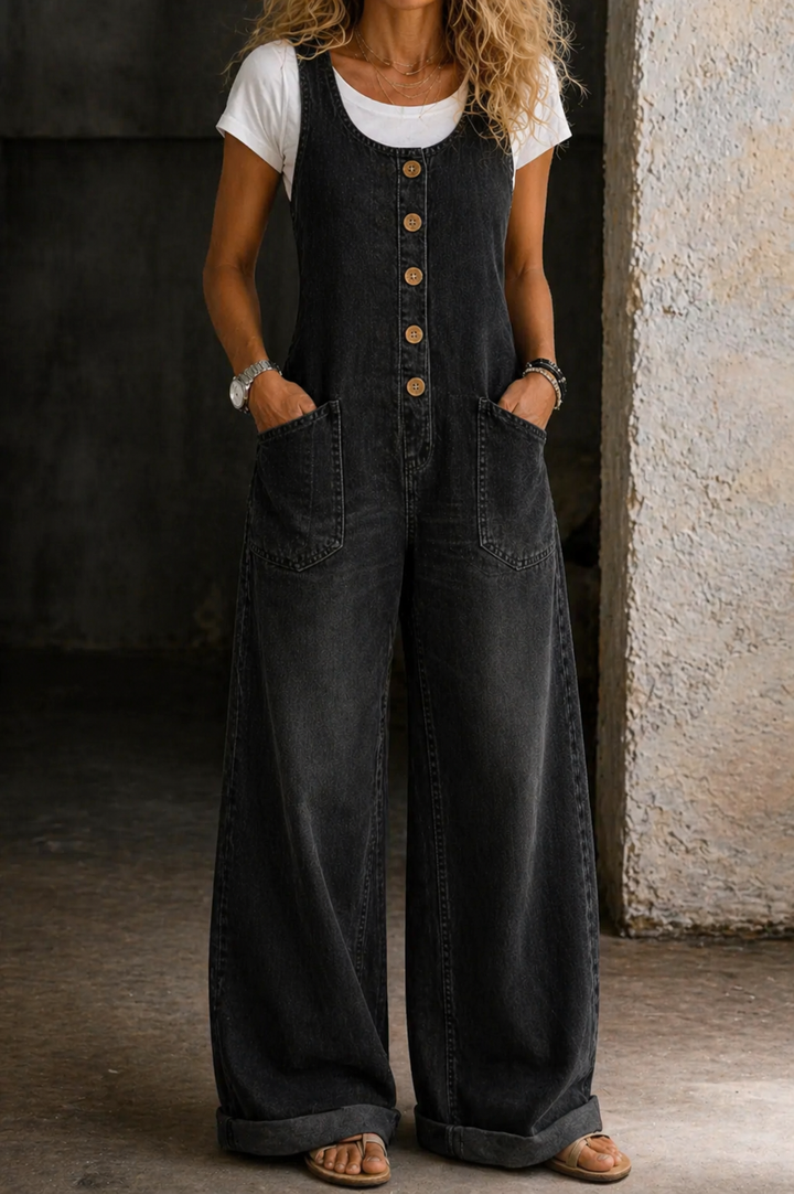 Emily | Vintage Washed Cotton Denim Overalls