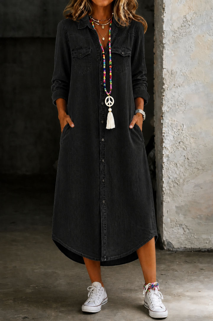 Mila | Casual Elegant Long Denim Shirt Dress