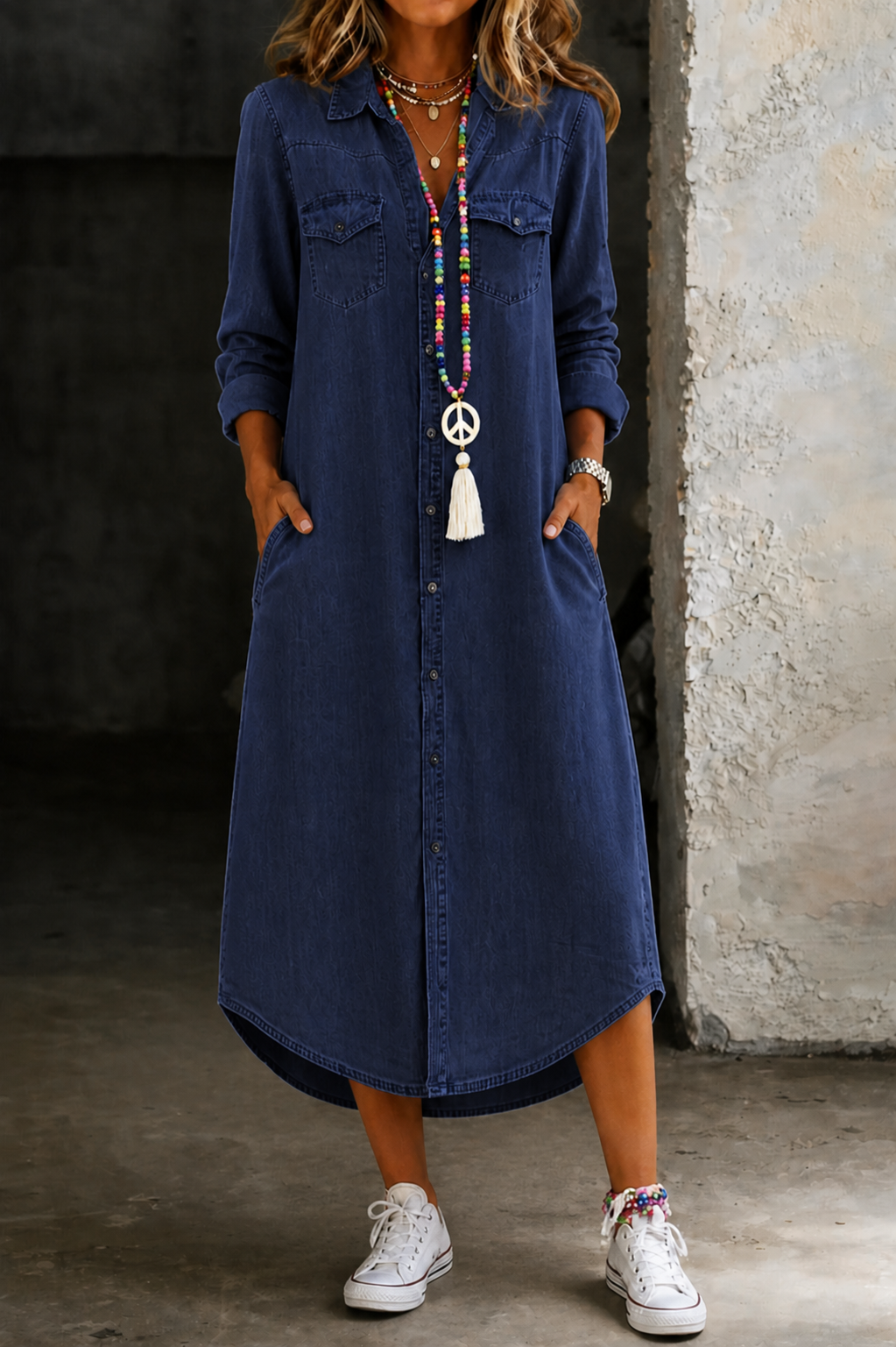 Mila | Casual Elegant Long Denim Shirt Dress