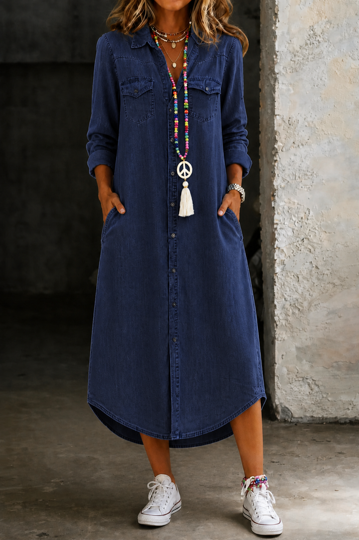 Mila | Casual Elegant Long Denim Shirt Dress