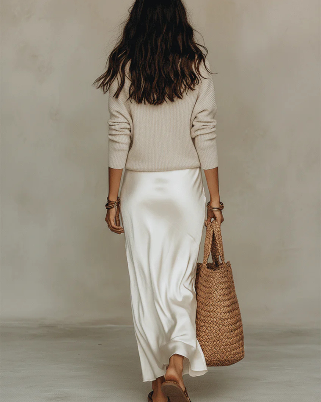 Elena - Midi Satin Dress with Included Sweater