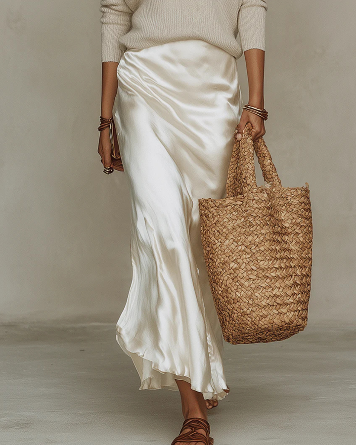 Betsy | Satin Midi Dress with Matching Jumper Set
