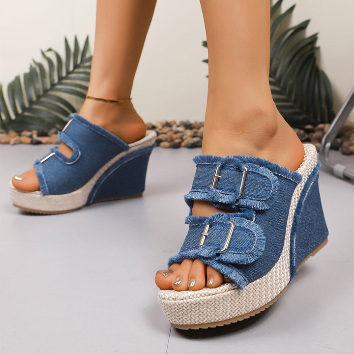 Willow | Fray Edge Wedge Sandals