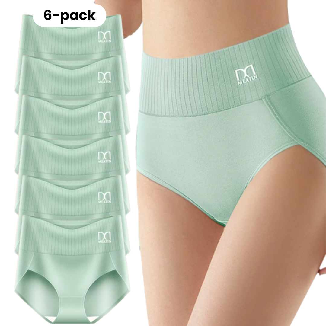Shaplex – 6-Pack Breathable and Comfortable High-Waisted Panties with Tummy Support