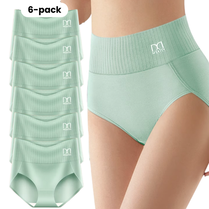 Shaplex – 6-Pack Breathable and Comfortable High-Waisted Panties with Tummy Support