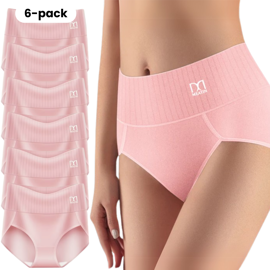 Shaplex – 6-Pack Breathable and Comfortable High-Waisted Panties with Tummy Support