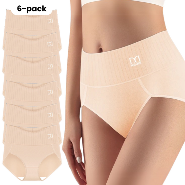 Shaplex – 6-Pack Breathable and Comfortable High-Waisted Panties with Tummy Support