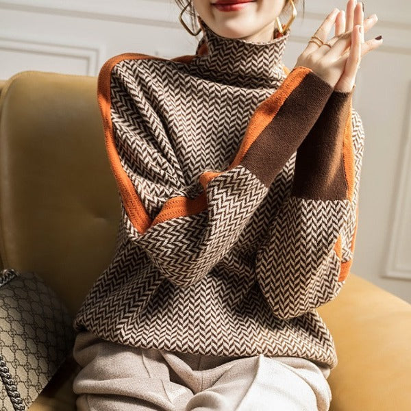 Clemence - Turtleneck Sweater With Contrasting Stripes
