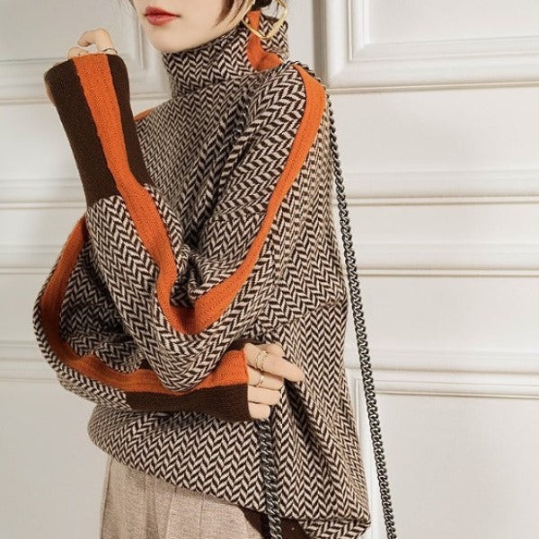 Clemence - Turtleneck Sweater With Contrasting Stripes