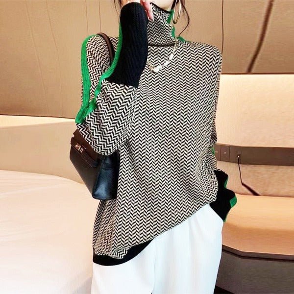 Clemence - Turtleneck Sweater With Contrasting Stripes