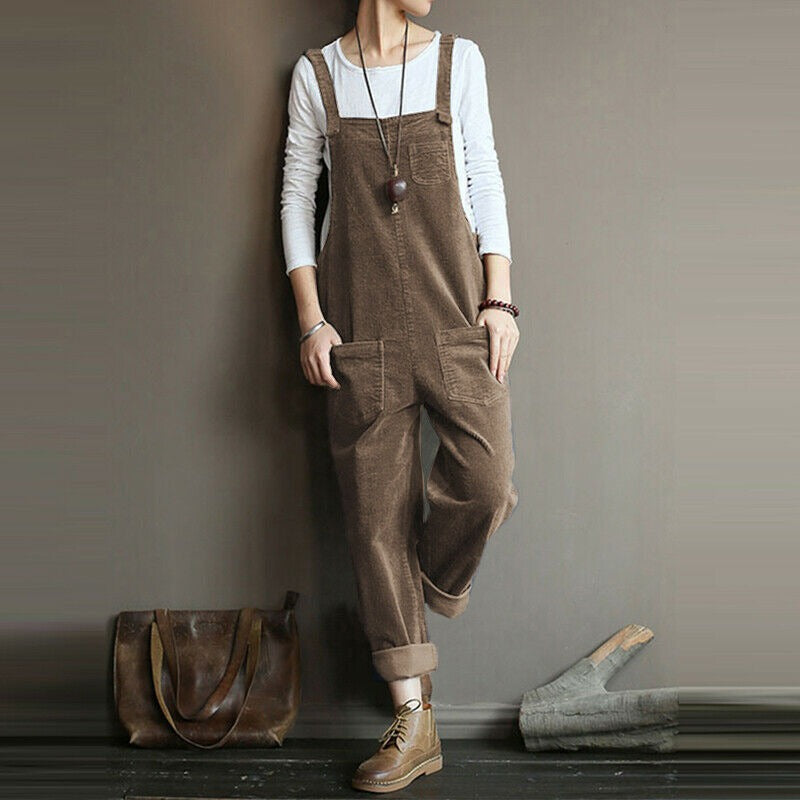 Women's Cotton Dungarees with Relaxed Fit
