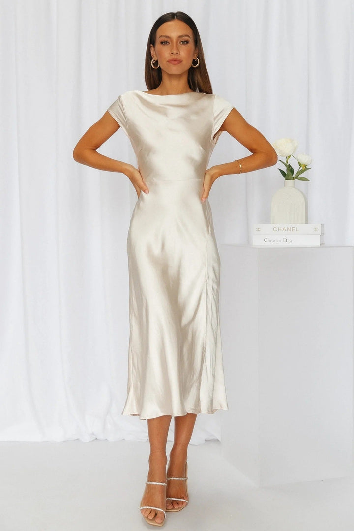 Slip Dress – Midi Length, Minimalist Silhouette