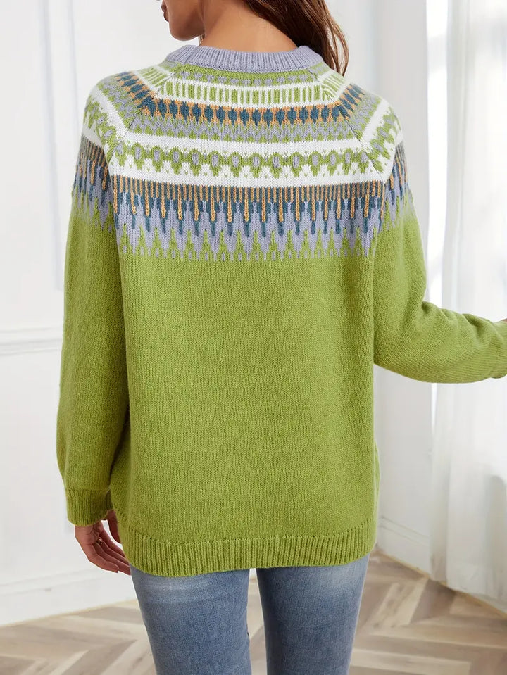 Bold Geo Pattern Sweater with Retro Style