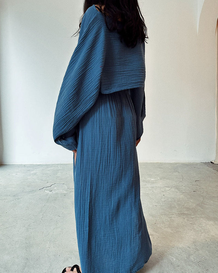 Stylish Polyester and Linen Split Two-Piece Set