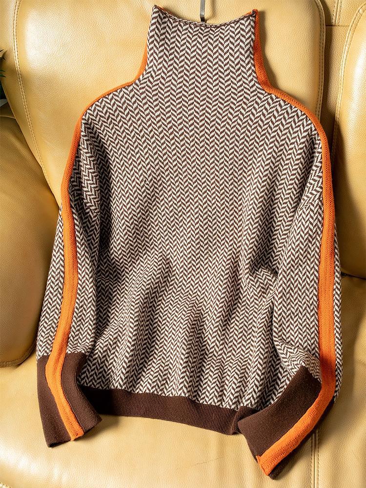 Clemence - Turtleneck Sweater With Contrasting Stripes