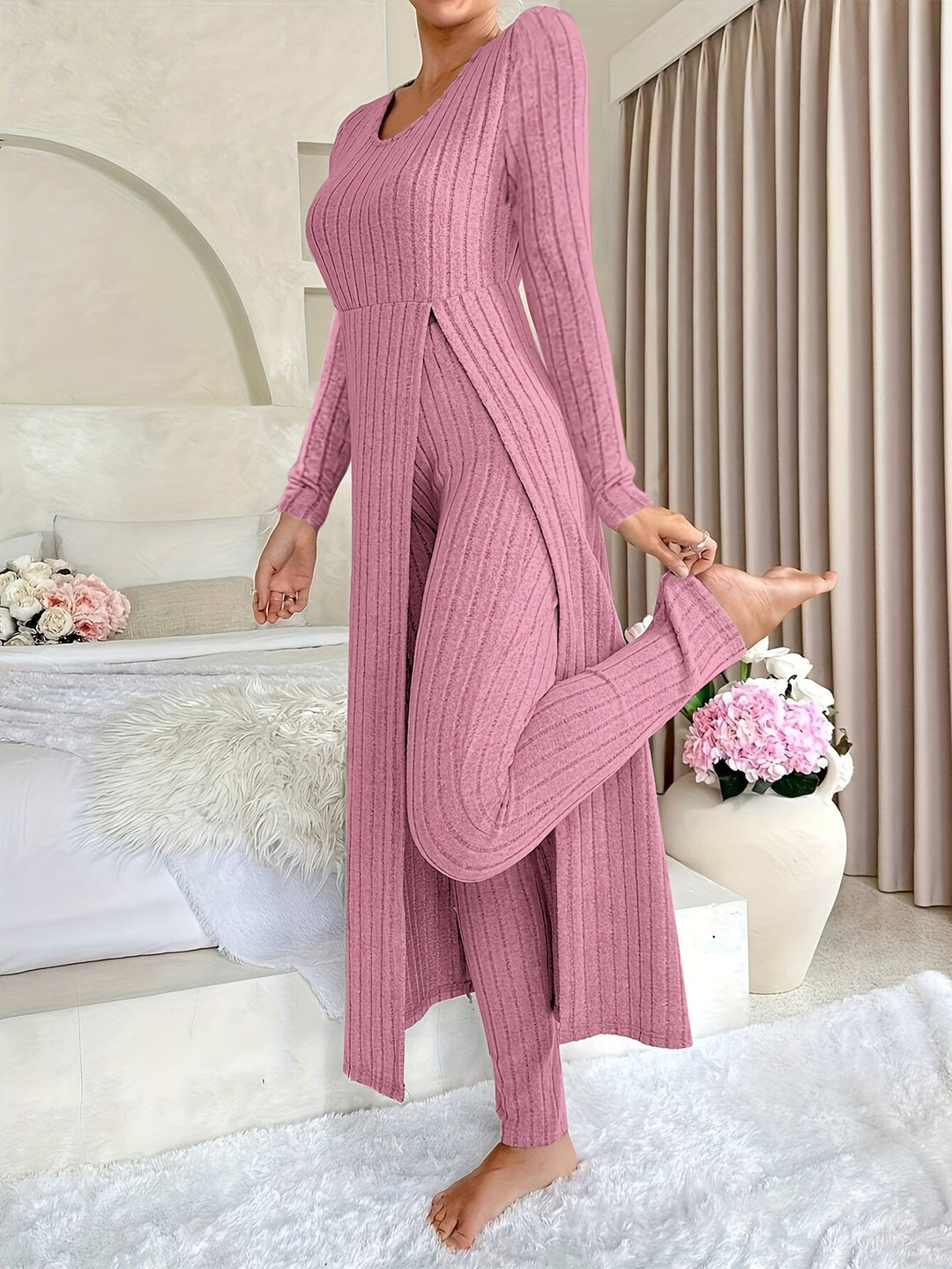 Aldea - Cozy Two-Piece Ribbed Lounge Set