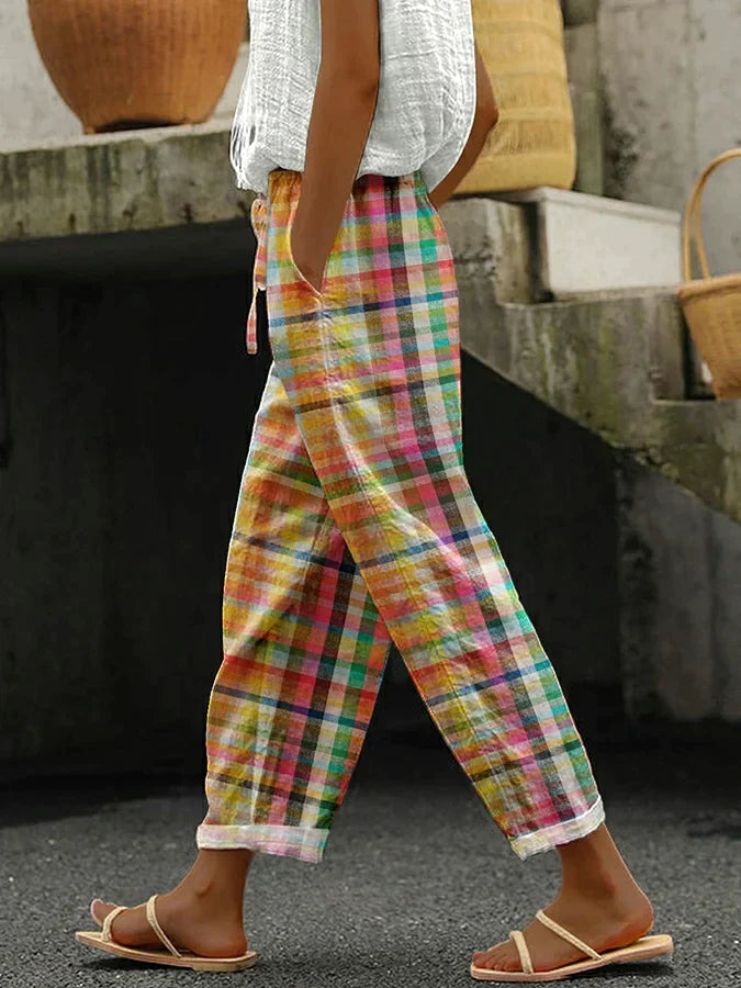 LEINA – COMFORTABLE CHECKERED PANTS