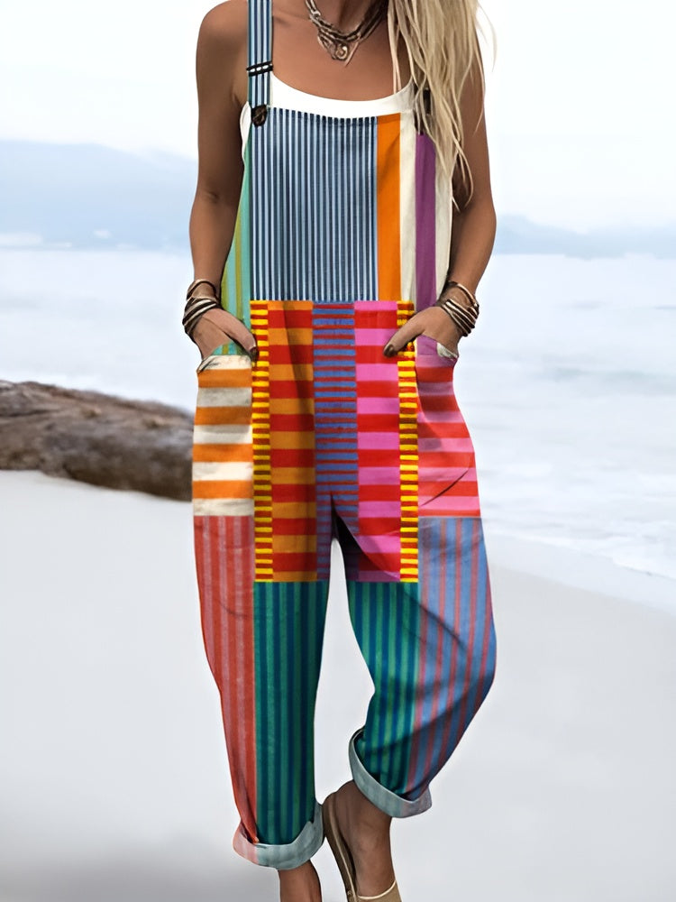Beatrice™ | Colorful Pop-Stripe Overalls
