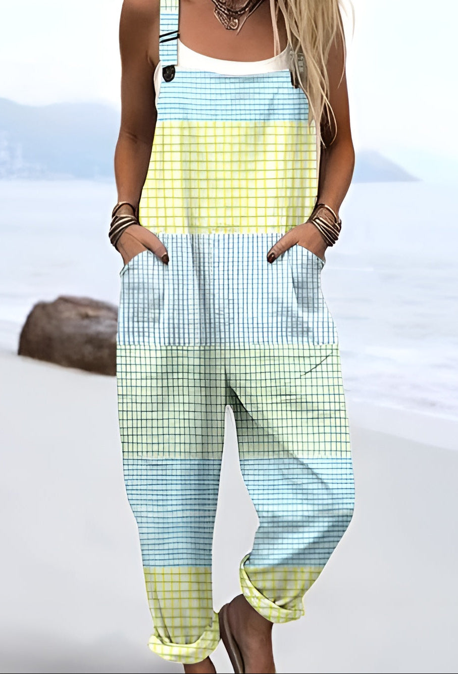 Edith™ | Pastel Grid Overalls