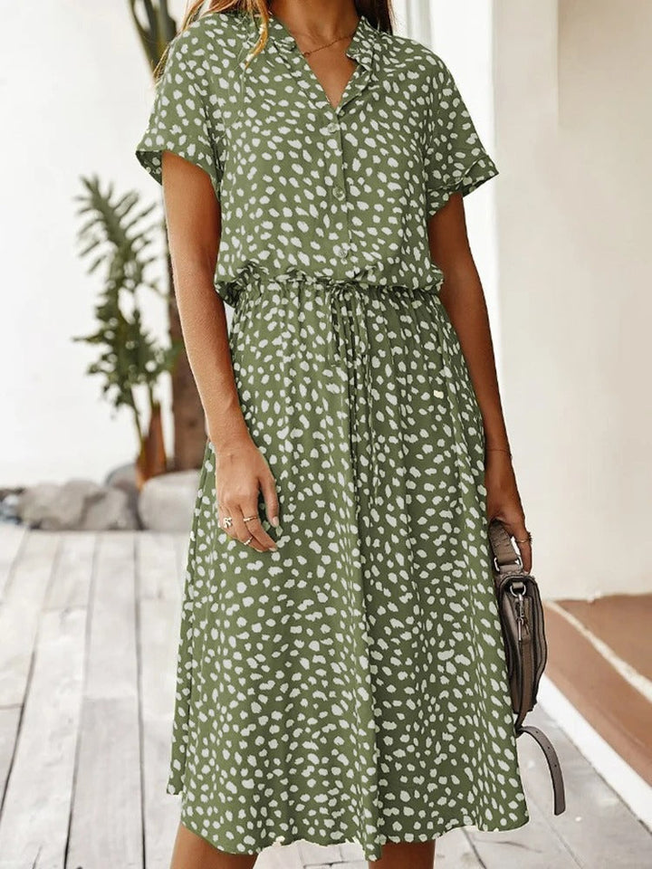 NAYIRA – RELAXED BUTTON-UP MIDI DRESS